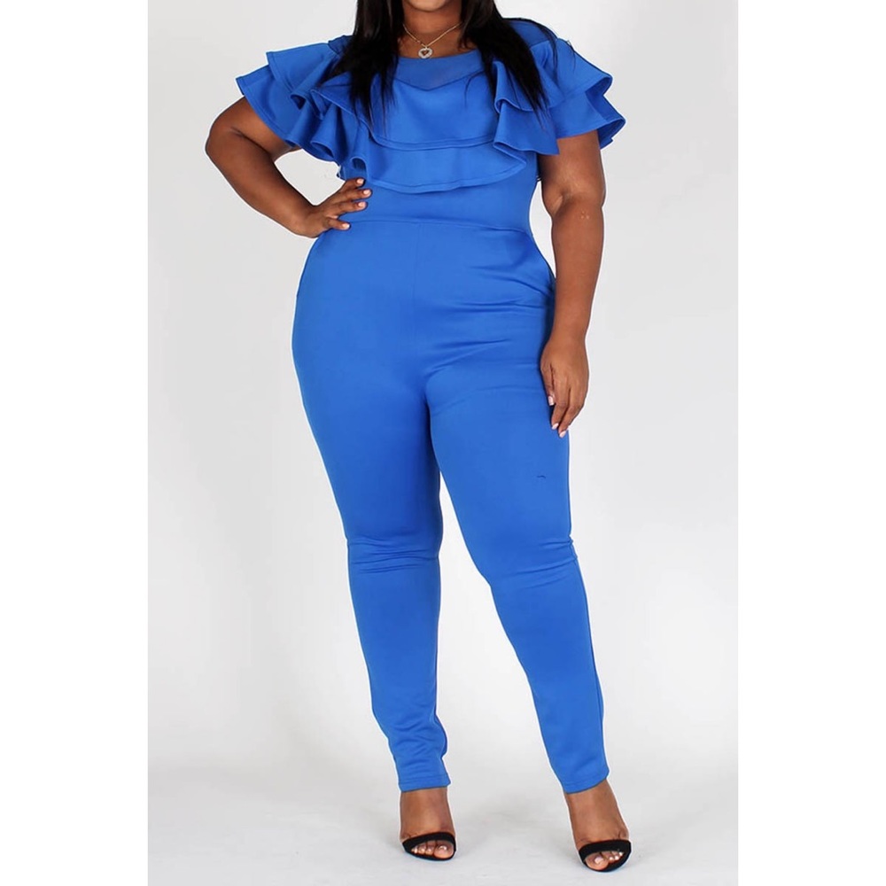 Plus Size Royal Blue Bodycon Jumpsuit by EIEN